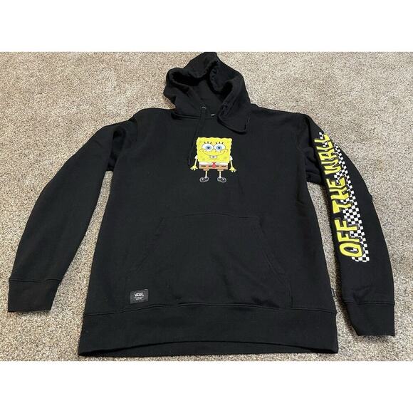 VANS x SPONGEBOB Black OFF THE WALL HOODIE Skate Surf Sweatshirt Men Medium - Picture 3 of 6
